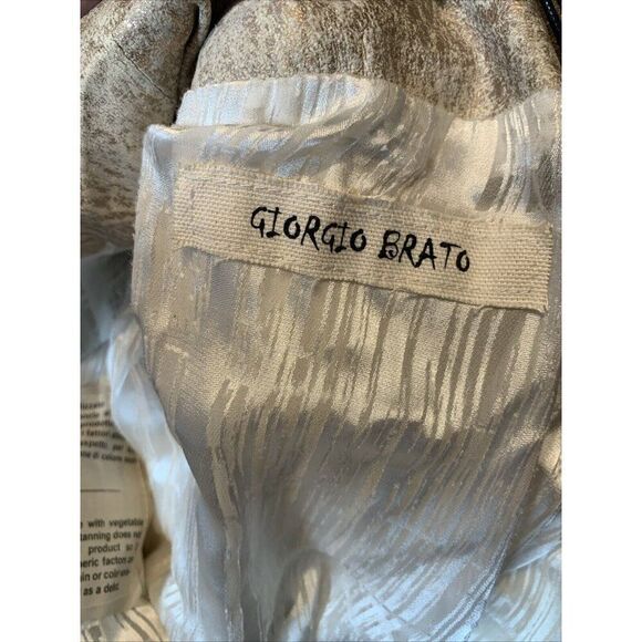 Giorgio Brato Authentic New Gold Metallic Motorcycle Biker Jacket 40 Small Italy - Picture 6 of 11